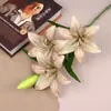 Flor artificial de lirio pequeño de 3 ramas, impresa en 3D, 3 flores y 1 capullo, lirio para decoración de bodas, arreglo floral para salón de bodas, decoración del hogar
