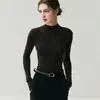 Top de Capa Base de Punto de Cachemira, Lavable a Máquina, Suéter de Corte Ajustado, Capa Interior con Hilo Yangzi, Tejido Fino de Dieciocho Agujas, Color Sólido para Mujer