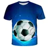 2026 Nueva Camiseta de Manga Corta con Estampado 3D de Patrón de Fútbol Iridiscente Suelta para Hombres y Niños Nueva Moda Camiseta Corta