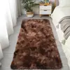 Alfombra de Lana de Seda Estilo Ins Nórdico, Alfombrilla de Mesita de Noche para Dormitorio, Alfombra Completa de Felpa Larga, Alfombra para Sala de Estar, Felpudo de Color Liso Tie-Dye