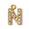 Pingente de Aço Inoxidável com 26 Letras Inglesas Cravejadas de Diamante DIY para Mulheres A-Z Brincos Pulseira Colar Pingente de Joia em Aço Titânio