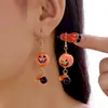 Pendientes de Halloween de Dibujos Animados Transfronterizos Nuevos Europeos y Americanos, Pendientes Acrílicos Creativos de Fantasma Murciélago Lindos y Originales para Mujer
