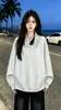 Moletom de meia-manga com design moderno e único para mulheres, novo estilo casual outono/inverno 2026 top ins