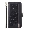 Adecuado para Samsung Note10 Bolsa de Cremallera con Brillo de Moda Nueve Tarjetas Funda para Teléfono Móvil Cordón Soporte Funda de Cuero Note10Plus