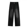 58415-25 Outono Novo Estilo Americano Garota Popular Retrô Outono Inverno Quente Lã Slim Jeans Reto