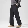 Calças casuais masculinas 2026 outono e inverno novas calças de perna larga, soltas e modeladoras, calças de cor sólida estilo old money