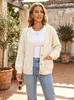 Cárdigan de punto trenzado para mujer de otoño e invierno, suéter de manga larga con cuello en V, bolsillos y botones, Bestseller de Amazon
