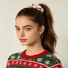 Goma para el pelo navideña transfronteriza, scrunchie estampado más vendido en Amazon, accesorio para el pelo de moda con ambiente de Año Nuevo rojo