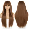 Europa y Estados Unidos peluca de moda transfronteriza flequillo recto prolijo peluca larga lisa peluca para cosplay cabello largo tocado peluca de color fabricantes en stock
