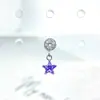 Brincos de Tarraxa Estrela de Cinco Pontas em Liga de Titânio F136 Studs de Titânio G23 com Rosca Interna Brincos de Tarraxa Labret com Zircônia Joias para Piercing