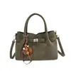 Bolso de Mano de Gamuza Color Otoño Maillard para Mujer, Retro de Nicho Francés, Terciopelo, Lujo Ligero, Versátil, de Hombro, Cruzado