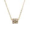 Compre tres y llévese uno. Collar con rueda de transferencia de diamantes de imitación cuadrados de princesa, lleno de diamantes, chapado en acero de titanio y oro K, preservación del color duradera.
