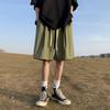 Pantalones cortos de trabajo para hombre, de verano, transpirables, de color sólido, versátiles, holgados, casuales, de marca de moda, rectos, de pierna ancha, para playa