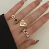 Anillo de Corazón de Metal con Circonita de Colores Transfronterizo para Mujer Estilo Ins Nicho de Gama Alta Set de Anillos Abiertos Ajustables