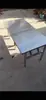 Mesa plegable de acero inoxidable Mesa larga portátil para exteriores Mesa para puesto de barbacoa de mercado nocturno comercial Apertura alta Apertura de agujero redondo