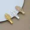 Nuevo Clip de Pato de Flor de Hierro Ovalado Pasador Xiangyun Moda Pasador de Mariposa Rombo Antiguo Accesorios para el Cabello Pasador Dorado y Plateado
