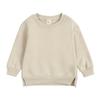 Casaco suéter para meninos e meninas gola redonda suéter infantil cor sólida forrado de fleece estilo coreano top para bebê outono e inverno