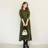 Vestido de Terciopelo Alemán de Cintura Alta para Mujer Invierno Largo Elegante Falda Línea A Larga por Debajo de la Rodilla Falda de Gran Oscilación Engrosada