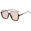 Gafas Retro Antiluz Azul de Montura Grande de Doble Varilla sin Maquillaje Ins Gafas de Sol Cuadradas de Media Montura Inferior Populares para Fotografía Callejera para Mujer