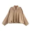 En stock 2026 AliExpress transfronterizo moda europea y americana para mujer chaqueta de aviador con mangas de murciélago, top casual con cremallera para mujer