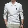 Camiseta de Manga Larga Counter Same para Hombre Primavera y Otoño Nueva Camisa Polo de Algodón Puro Bordada con Cuello de Solapa Explosión