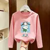 Camiseta de manga comprida para meninas, algodão puro, para usar na primavera e no outono, novo modelo 2026, blusa para meninas, camiseta, camiseta base para camada interna infantil