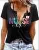 Comércio Exterior Tops Femininos E-commerce Transfronteiriço Amazon 1984 Estampado Colorido Camiseta de Algodão