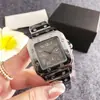 Reloj de Moda Digital Cuadrado Santos Ultradelgado Resistente al Agua Cronógrafo Romano de Tres Ojos Cuarzo Reloj Impermeable para Pareja