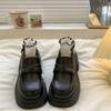 Sapatos de Couro Pequenos de Sola Grossa para Mulheres 2024 Outono Novos Plataforma Retrô Francês Estilo Britânico Mocassins Sapatos Slip-On