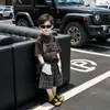 Conjunto de Dos Piezas para Niños: Camiseta Casual de Manga Corta con Cuello Redondo Estilo Americano y Shorts a Cuadros, Atuendo de Verano Suelto y Versátil Estilo Fresco