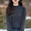 Nova Lã Fina Gola Alta Meia Manga Simples Temperamento Amigável à Pele Respirável Camada Interna Camada Externa Tricô de Cor Sólida