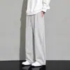 Pantalones casuales para hombre para primavera y verano, nuevo estilo moderno, color liso con logo estampado, estilo perezoso juvenil, pantalones deportivos holgados