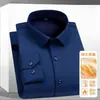 Camisa Informal Coreana de Moda Simple Cómoda para Papá de Mediana Edad Invierno con Más Terciopelo Cálida Adelgazante Oculta Defectos Camisa de Manga Larga