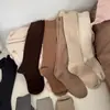 Meias de Lã Macias e Fofas IOULOR para Outono e Inverno, Meias Slouch de Cor Sólida Mellade com Listras Verticais Emagrecedoras para Mulheres, Meias Versáteis
