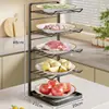 Prateleira de Armazenamento para Cozinha Suporte para Prato de Preparo na Bancada Doméstico Multifuncional Prateleira de Armazenamento em Camadas para Tigelas e Pratos Frutas e Vegetais