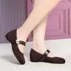 Zapatos de cuero para dropshipping, zapatos para mujeres de mediana edad y mayores, zapatos planos de una sola pieza, estilo Mary Jane, zapatos de mujer con un ligero tacón, suela blanda, adecuados para primavera y otoño