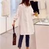 9963 Gran Amor Meiyuan 2025 Primavera Nueva Blanca Holgada Camisa de Longitud Media Moda Cubre Imperfecciones y Adelgazante Moda Femenina