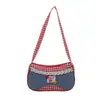 Bolso de Hombro Lindo Versátil Cuadros Pequeño Fresco Portátil Bolsa de Viaje Diseño de Nicho Gran Capacidad Casual Bolso de Axila para Mujer