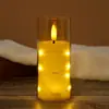 Vela Eletrônica LED de Chama Simulada Cordão de Luz Acrílico Copo Decoração de Atmosfera de Natal Aniversário Casamento Luz de Vela