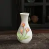 Jarrón Pequeño de Cerámica Hecho a Mano, Exquisito y Sencillo Jarrón de Cerámica Amasado a Mano Estilo Chino Nuevo, Adornos de Decoración para Escritorio del Hogar