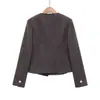 Roupas Femininas de Temperamento Transfronteiriço Europeu e Americano Moda Europeia e Americana Botões de Temperamento Transfronteiriço Gola Redonda Primavera e Outono Blazer de Botão Único