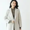 Abrigo de Lana Doble Cara Otoño/Invierno 2026, Longitud Media para Mujer, Cuello de Solapa de Lana Pura, Moda Versátil, Abrigo Engrosado con Cinturón