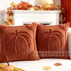 Serie de Calabazas de Otoño 2026 Funda de Almohada de Felpa Acolchada Naranja Decoración de Fiesta de Halloween Transfronteriza Funda de Cojín para Sofá