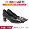 Oem Personalizado Estilo Europeo y Americano Moda Tacones Cuadrados Hebilla Metálica Charol Casual Zapatos Profesionales Fabricante Oem