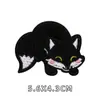 Pegatinas de Tela Autoadhesivas sin Planchar de Gatito Negro de Dibujos Animados Pegatinas de Bordado sin Agujeros ni Costuras para Ropa de Niños