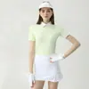 Camiseta de verano de manga corta ajustada para mujer, elástica, transpirable, top deportivo casual, ropa POLO para golf y tenis