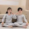 Conjunto de ropa interior térmica de otoño para niños, pijama de algodón puro para niños, conjunto de ropa interior cálida para niñas, suéter de algodón como capa base para niños pequeños y bebés