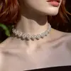 Desaparecer seu ni ni mesmo estilo brilhante colar de pérolas Colar de nicho de luxo leve das mulheres de alta qualidade corrente de clavícula de pérola branca
