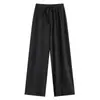 Calça de Seda de Gelo Plus Size 100kg com Pernas Largas para Mulheres, Verão Fina de Caimento Solto, Casual Preguiçosa Petite, Comprimento até o Chão