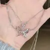 Collar de Mariposa de Doble Capa para Mujer, Mismo Estilo que en Xiaohongshu, Estilo Ins de Lujo Ligero de Nicho, Estilo Punk Cool de Gama Alta para Chicas a la Moda